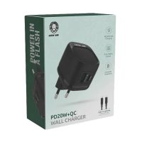 Green PD20W+QC Wall Charger With USB-C To Lightning Cable