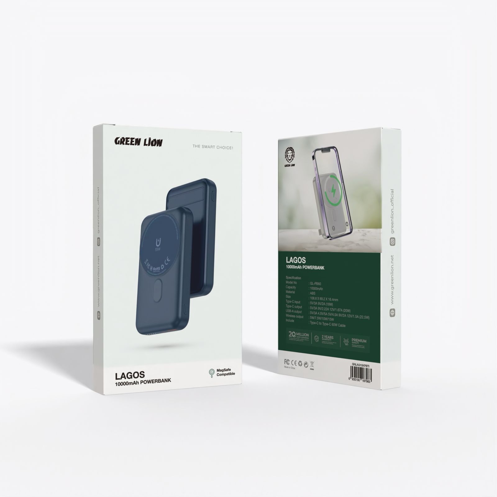 پاوربانک لاگوس 10000 میلی آمپر گرین Green LAGOS 10000mAh PowerBank