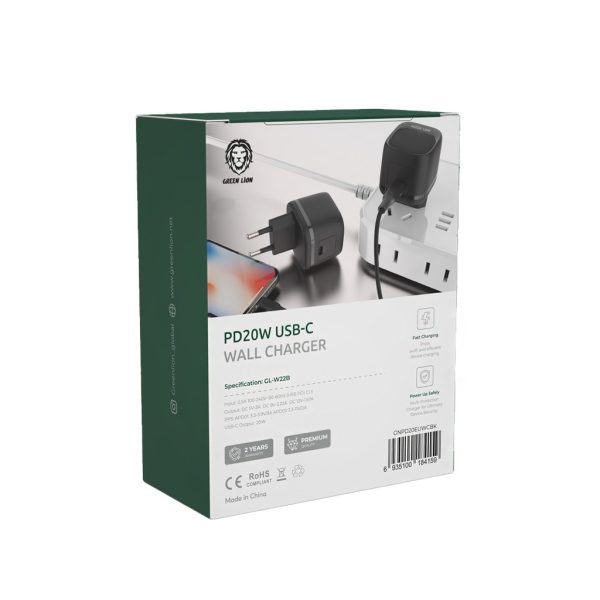 شارژر دیواری تک پورت 20 واتی گرین Green PD20W USB-C Wall Charger GL-W22B
