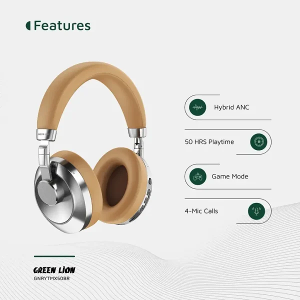 هدفون بی‌سیم ریتم X50 ANC گرین Green Lion Rhythm X50 Wireless Headphone