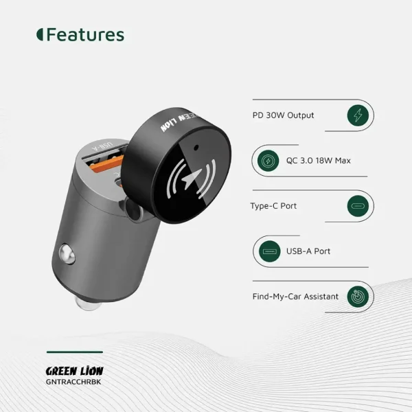 شارژر فندکی خودرو دو پورت Tracker گرین Green Lion Tracker Dual Port Car Charger