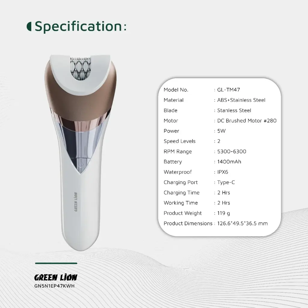 IMG_7724 کیت اپیلاتور بیسیم ۵ در 1 گرین Green 5 in 1 Cordless Epilator Kit