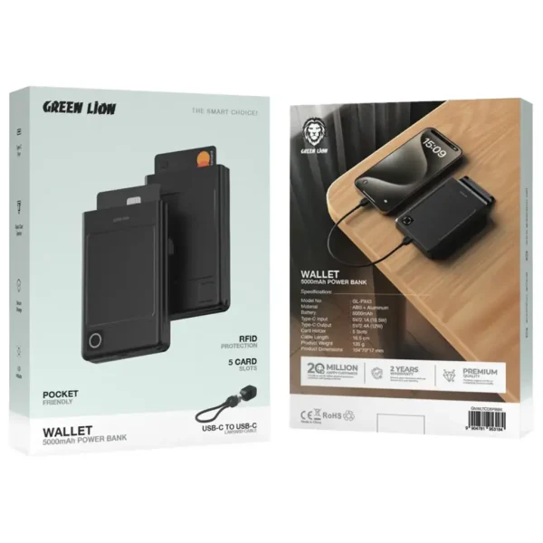 Green Lion Wallet 5000mAh Power Bank - B