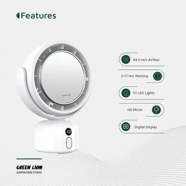 آینه آرایش فن دار گرین Green Makeup Mirror Fan