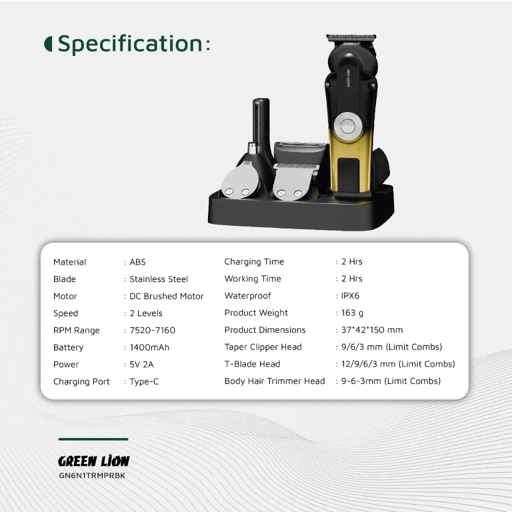 کیت اصلاح موی 6 در 1 تریم پرو گرین لاین
