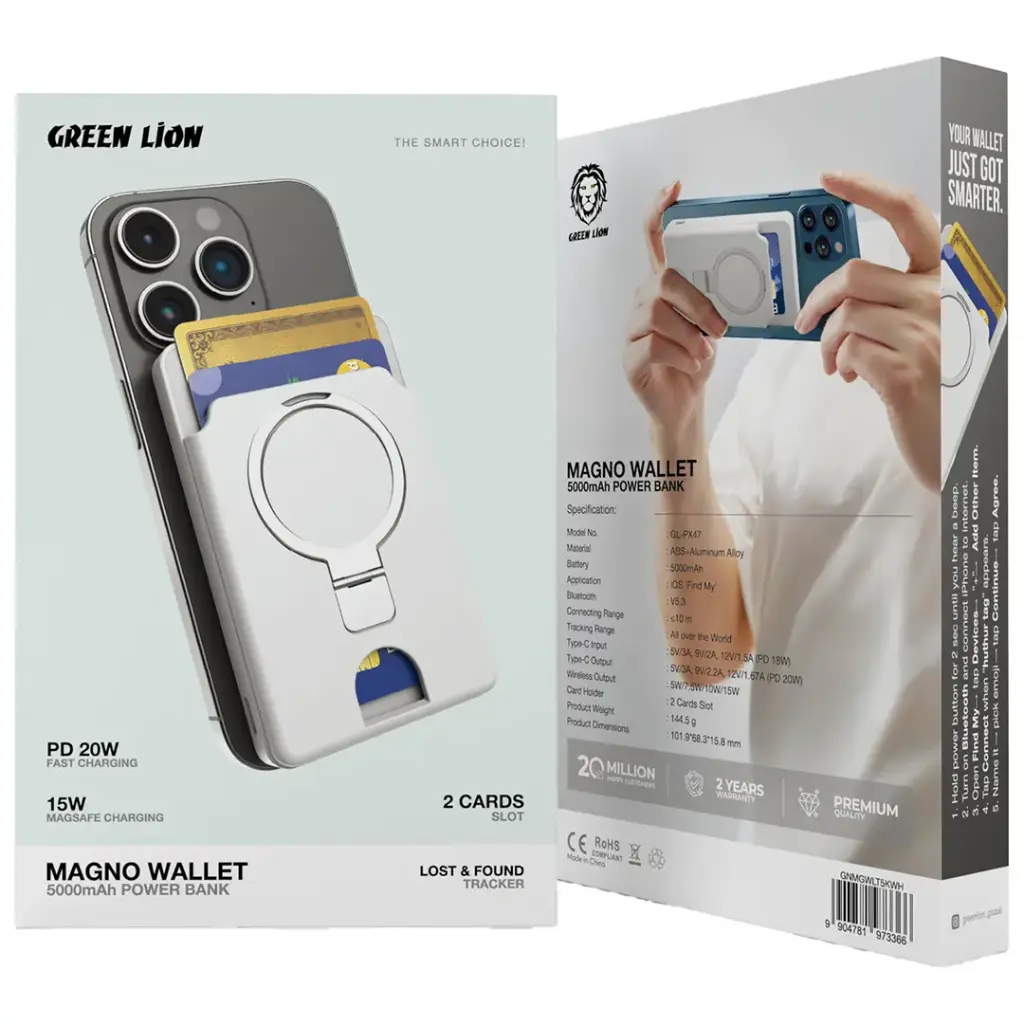 پاور بانک ۵۰۰۰ میلی‌آمپر ساعتی مگنو والت گرین لاین