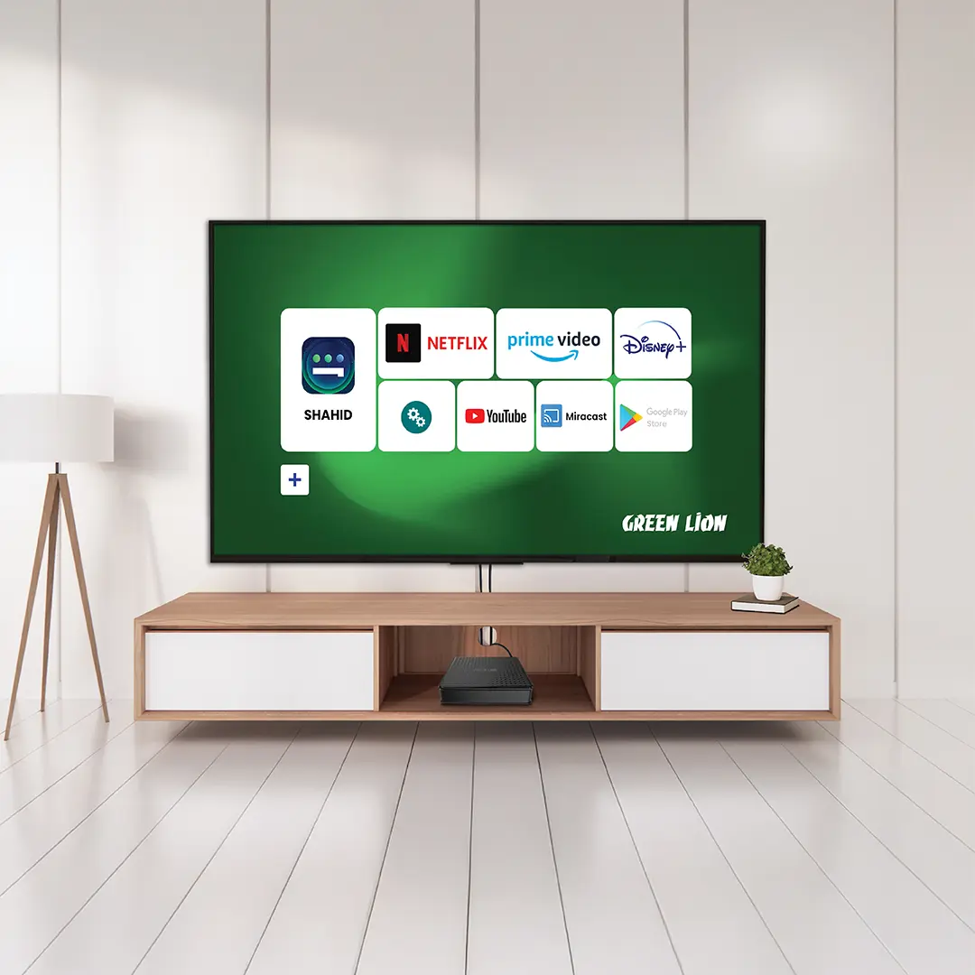 Green Android TV Box 4K with Remote Control